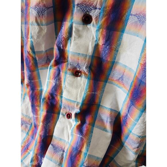Robert Graham Medium Geometric Classic Fit Short Sleeve Button Up Purple Orange - Picture 5 of 10